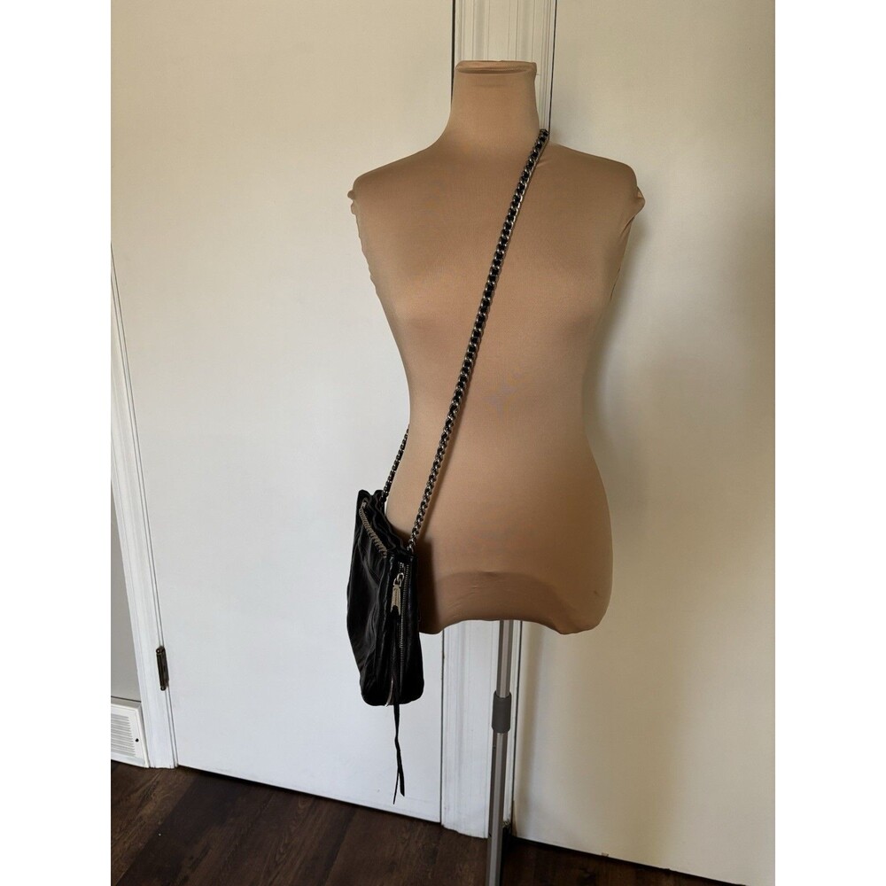 Rebecca Minkoff black swing double chain leather shoulder purse